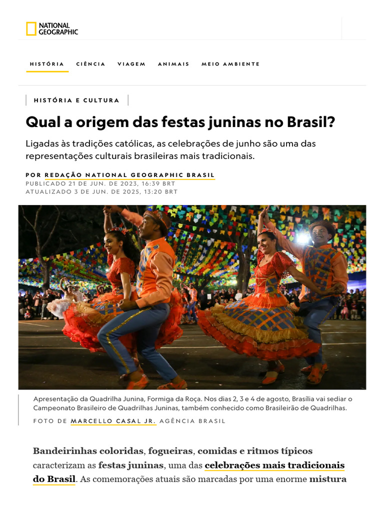 Qual A Origem Das Festas Juninas No Brasil - National Geographic | PDF ...