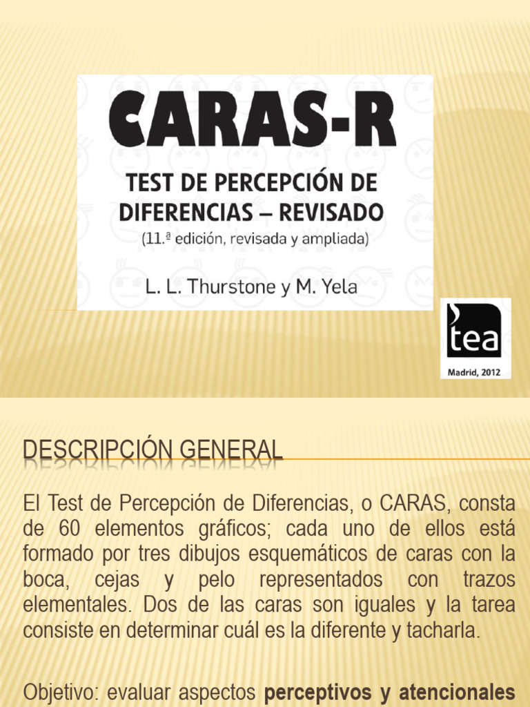 Test de Percepción de Diferencias CARAS | PDF