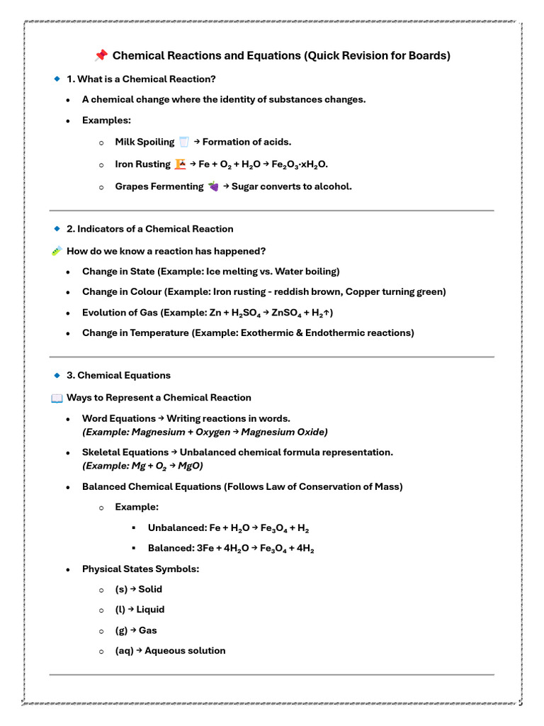 Chemistry - Quick Revision 10th | PDF | Salt (Chemistry) | Redox