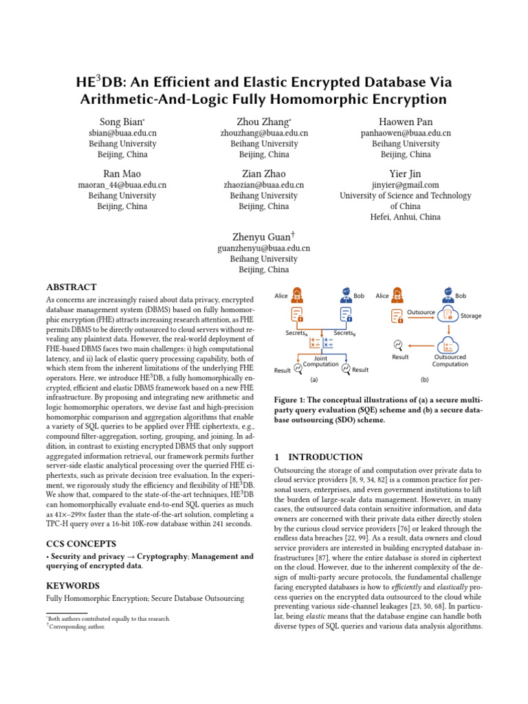 HE3DB: Elastic Encrypted Database System | PDF | Databases | Encryption