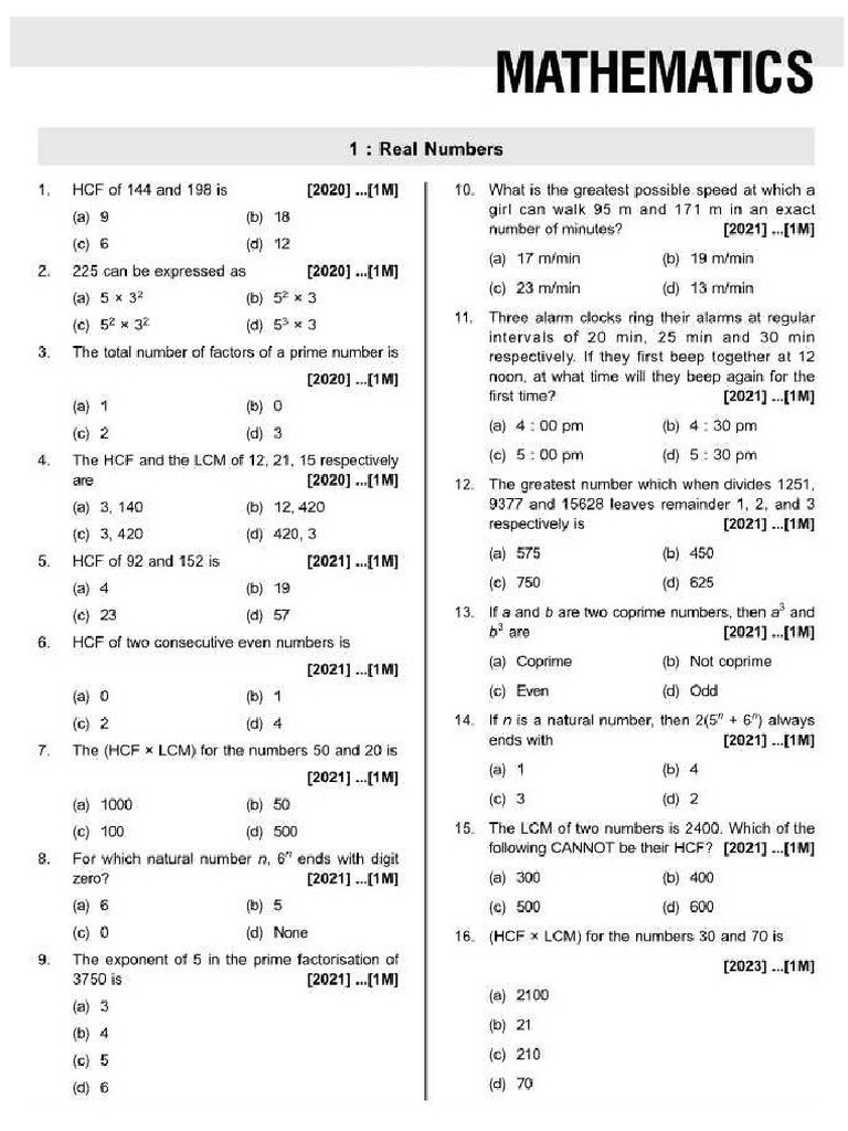 G - 10 Math Questions | PDF