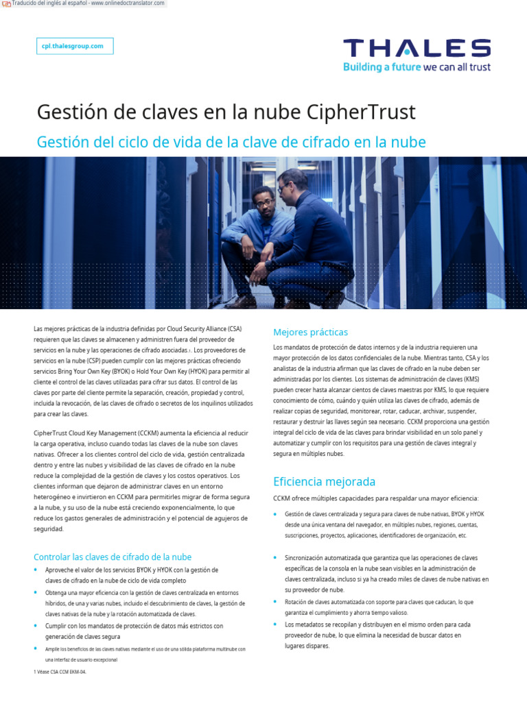 Ciphertrust Cloud Key Management PB - En.es | PDF | Computación en la ...