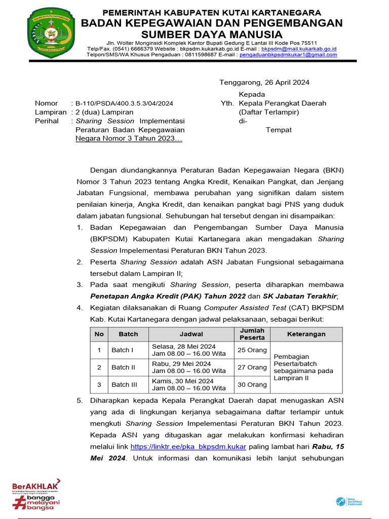 Sharing Session Implementasi BKN 2023 | PDF