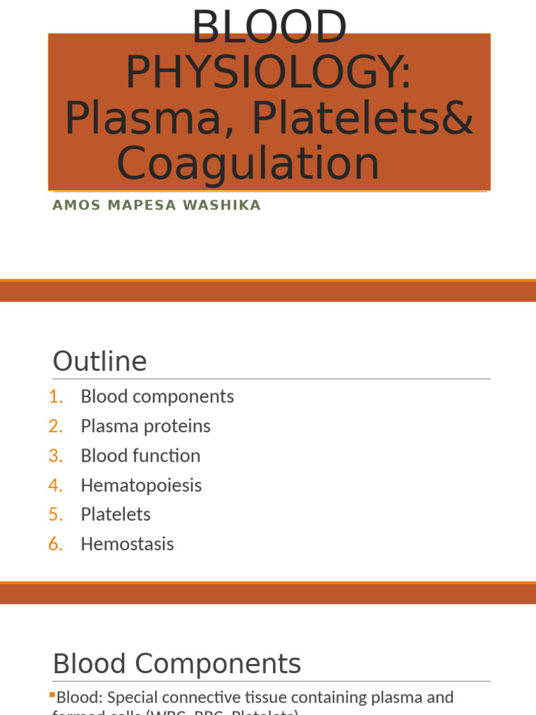 BLOOD PHYSIOLOGY LECTURE ONEe | PDF | Coagulation | Platelet