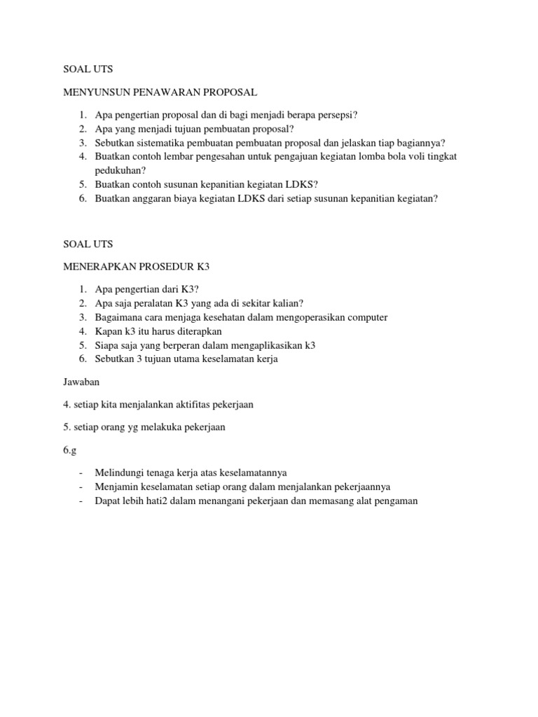 Contoh Soal Proposal Kegiatan UTS | PDF | Bisnis