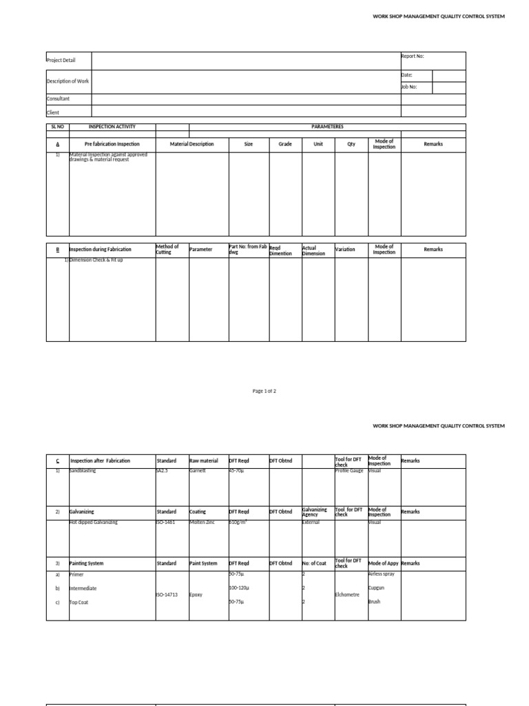 Workshop Management Quality Control System | PDF | Building Materials ...