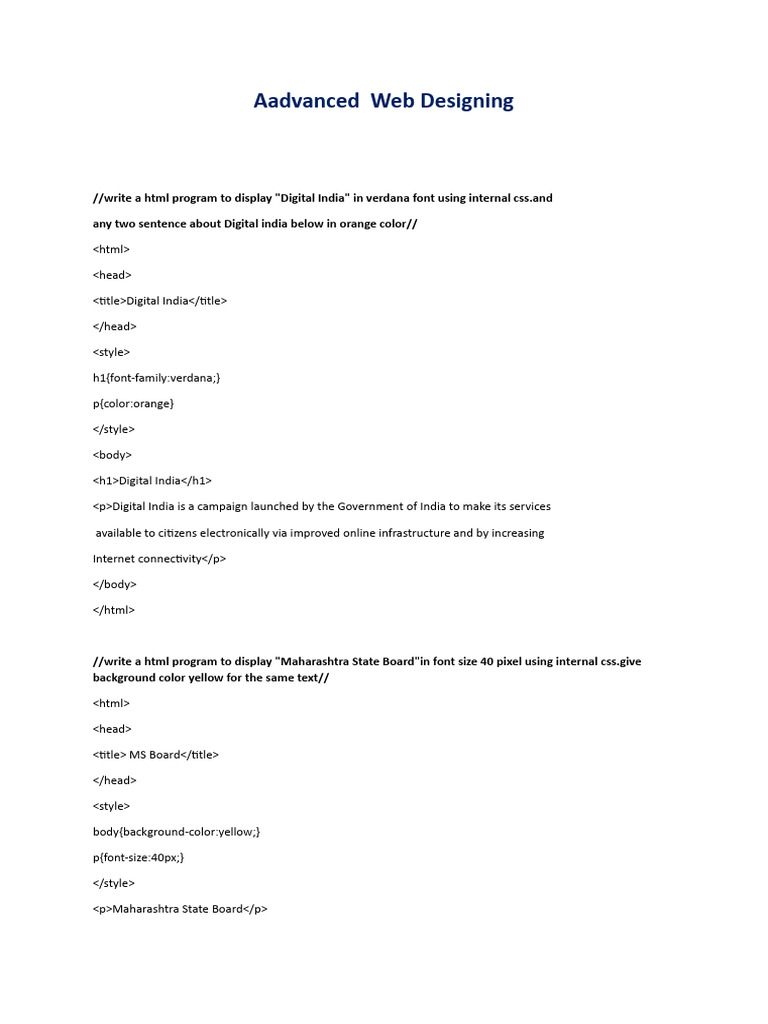 HTML Programs for Practical Exams | PDF | Web Design | Websites