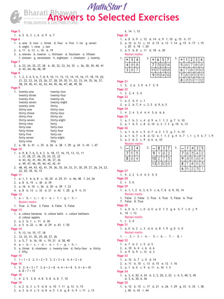 Mathstar 1 Answers | PDF