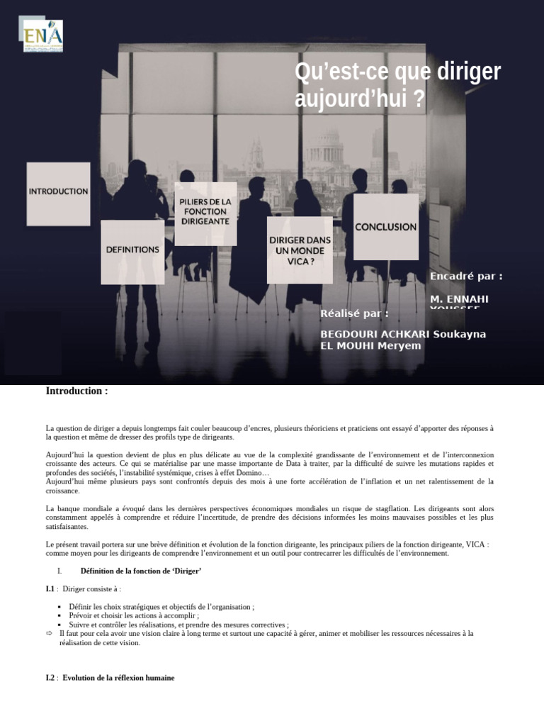 Diriger dans un monde VICA | PDF | la communication