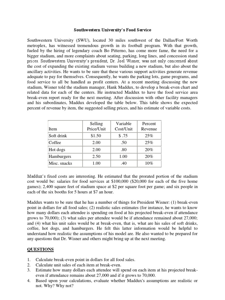 Southwestern University Case | PDF | Economics | Business Economics