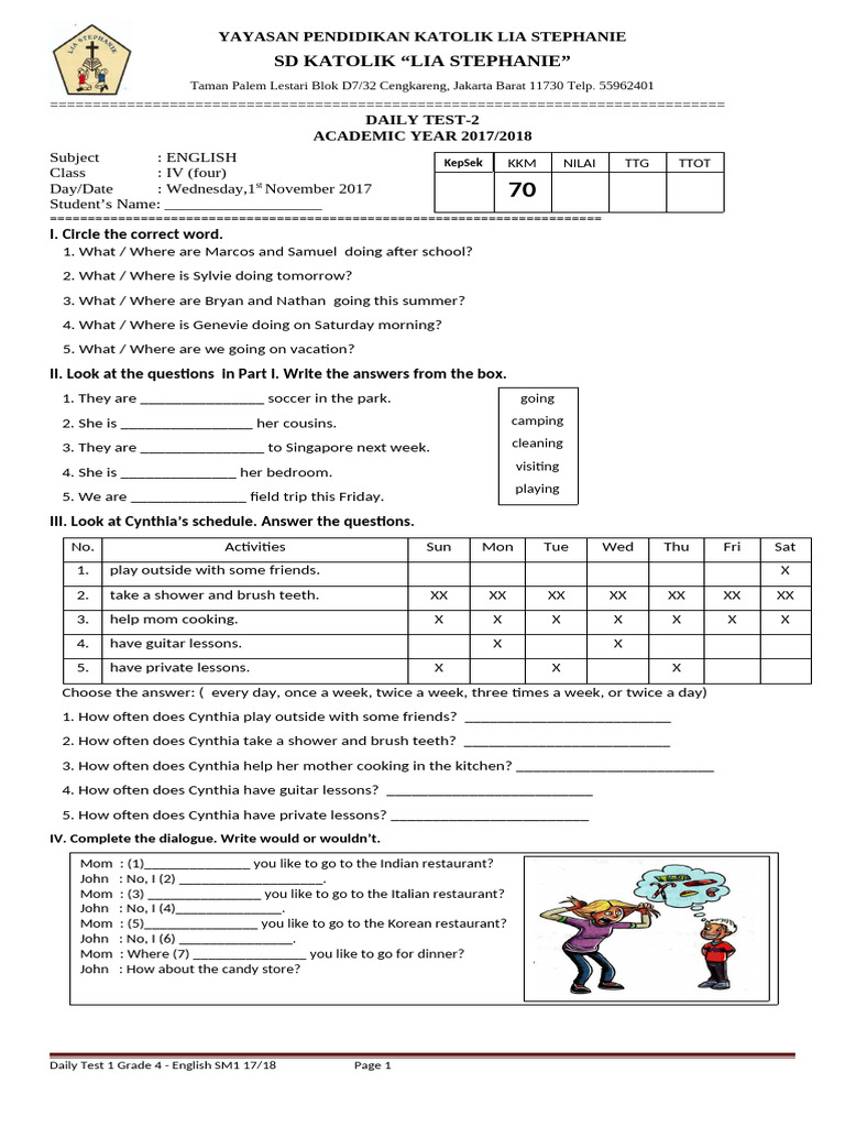 Daily Test 2 SM 1 17-18 Kls 4 | PDF