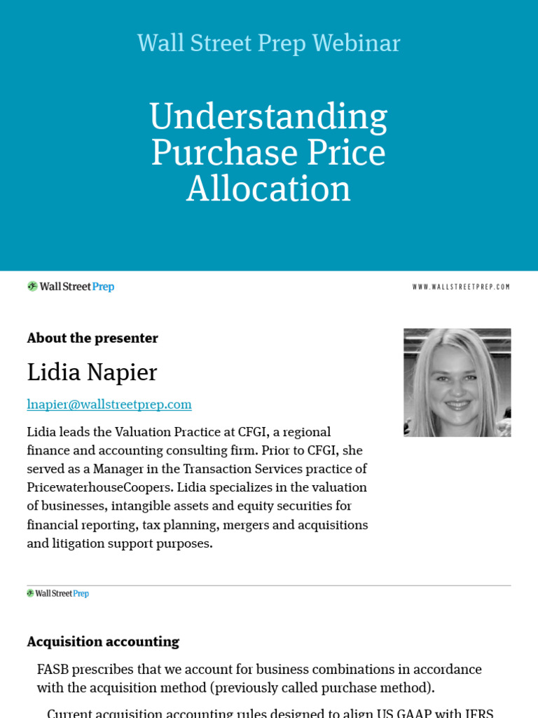 Webinar Purchase Price Allocation | PDF | Goodwill (Accounting ...