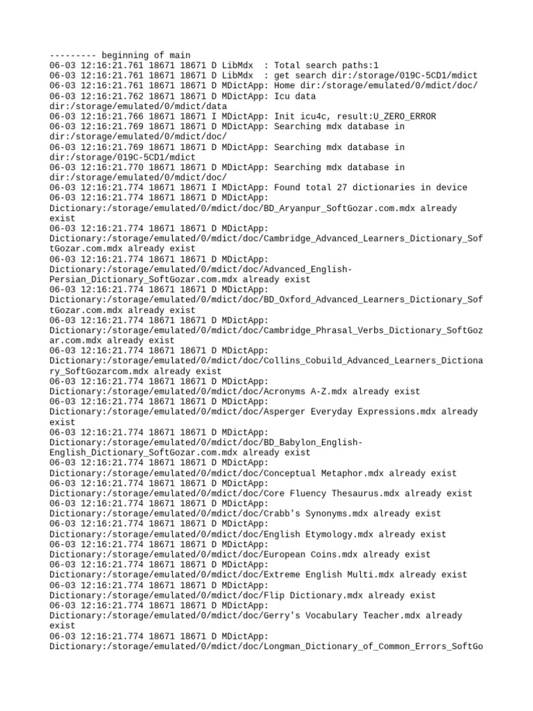 MDict App Dictionary Search Log | PDF | Computing | Software