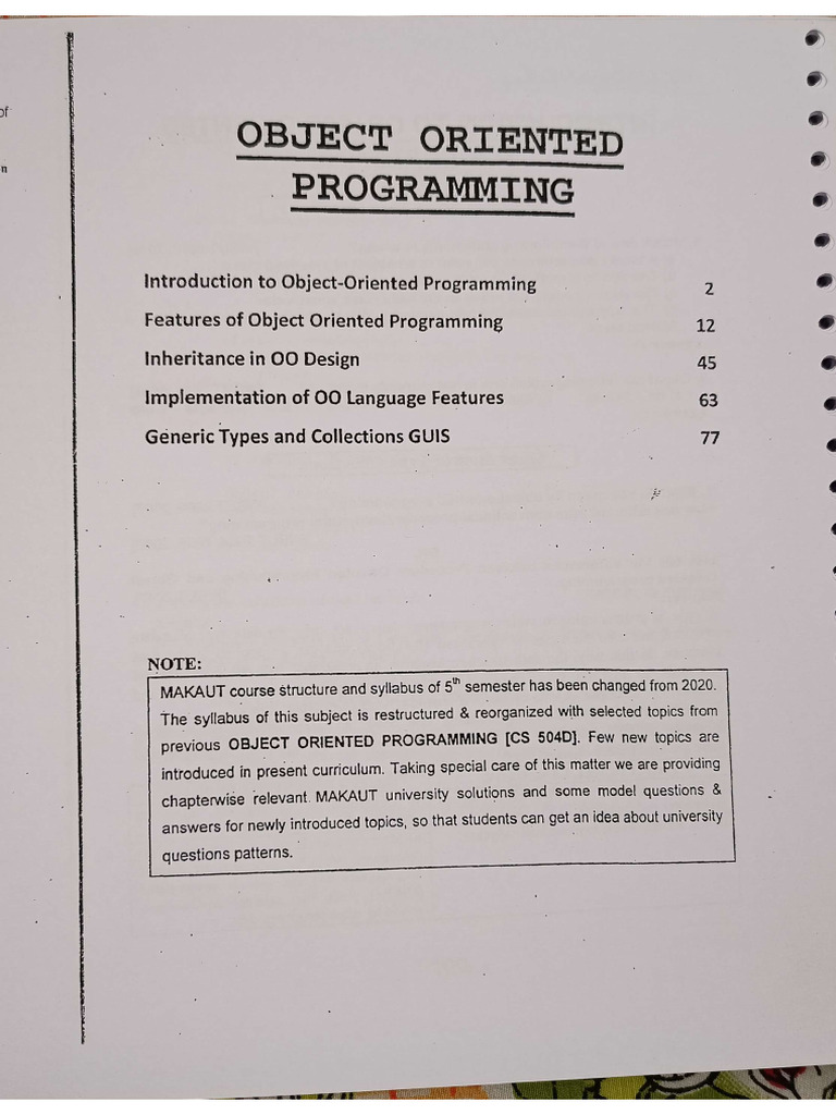 OOPS 5th Sem Organizer | PDF