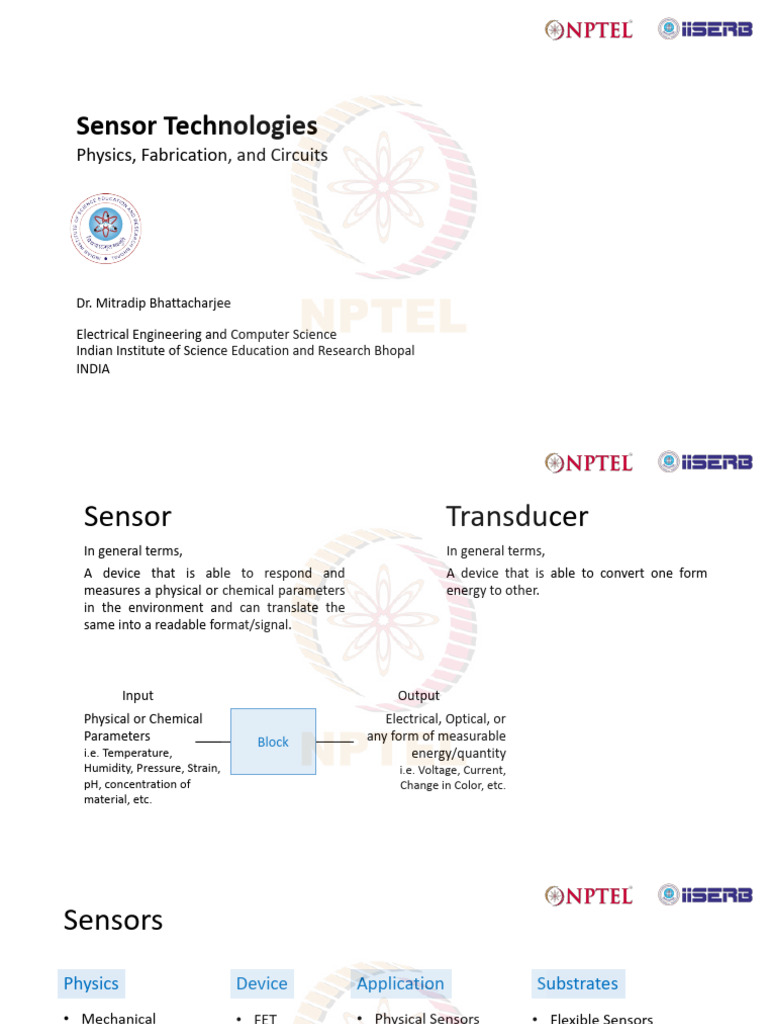 Overview of Sensor Technologies and Applications | PDF | Sensor ...