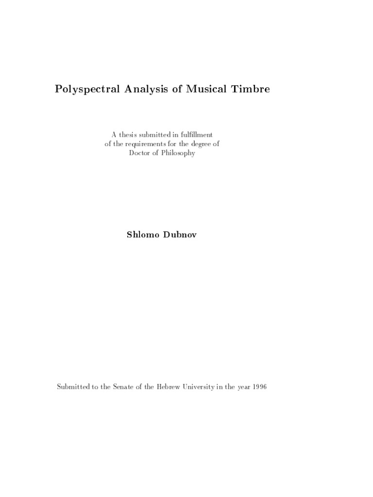 Polyspetral Analysis of Musical Timbre | PDF | Sound | Spectral Density