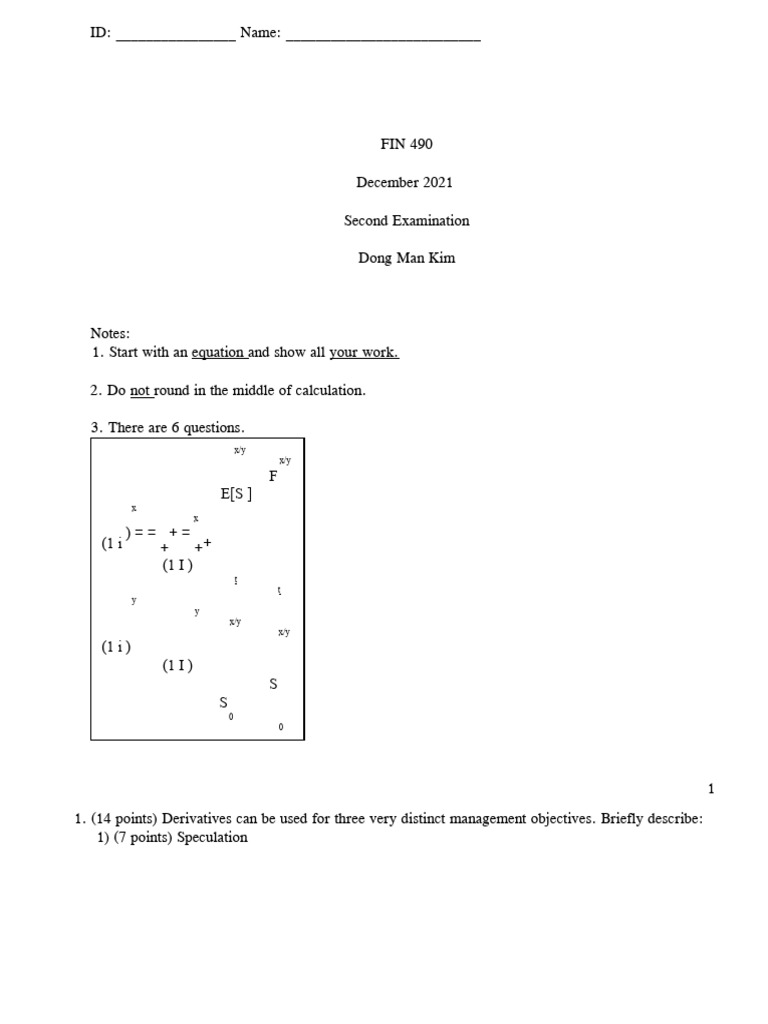 FIN 490 Second Exam: Key Concepts in Finance | PDF | Euro | Japanese Yen