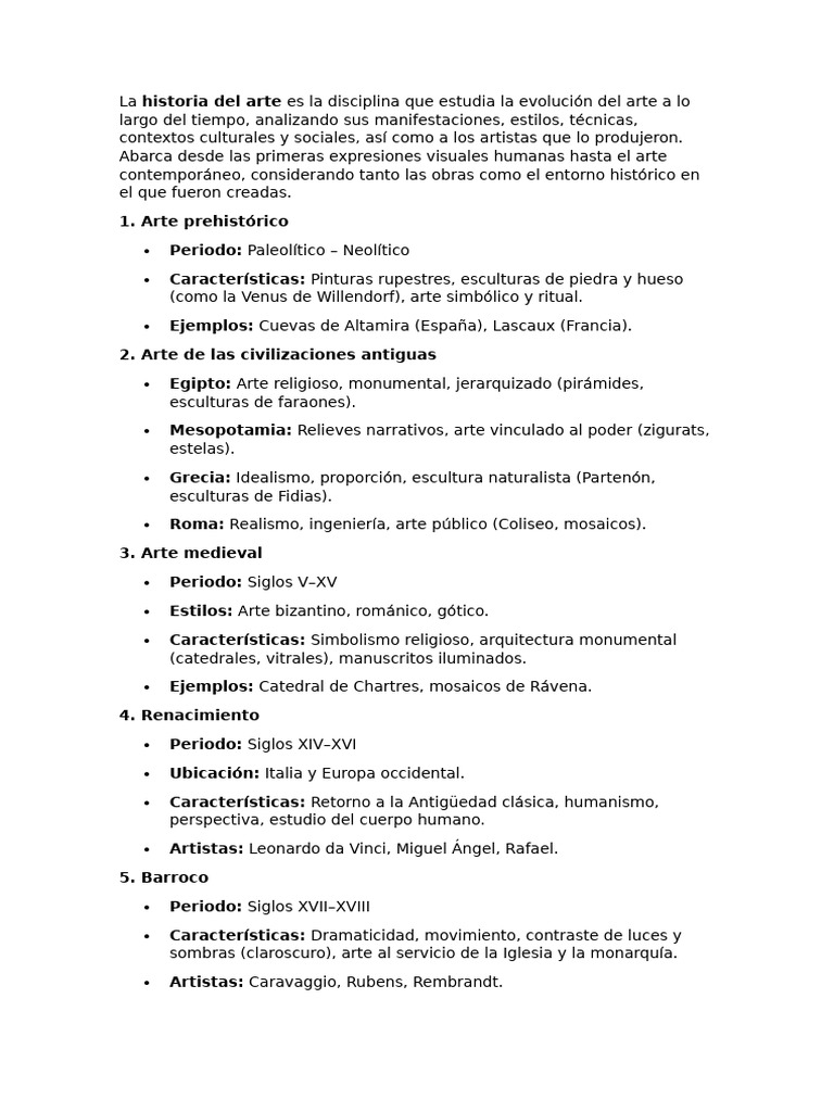 Evolución del Arte a Través de la Historia | PDF | Escultura ...