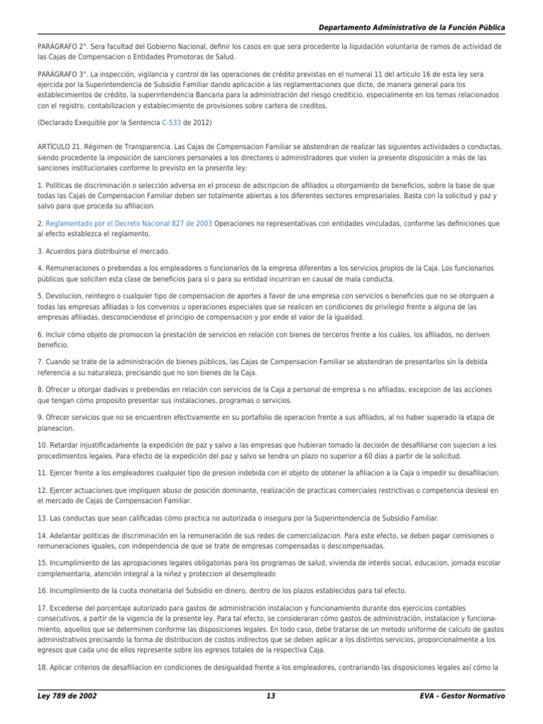 Ley 789 de 2002 01 | PDF | Salario | Salario mínimo