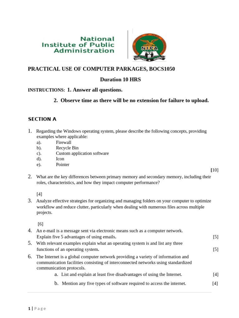 Computer Packages Practical Exam Guide | PDF | Computer Network ...