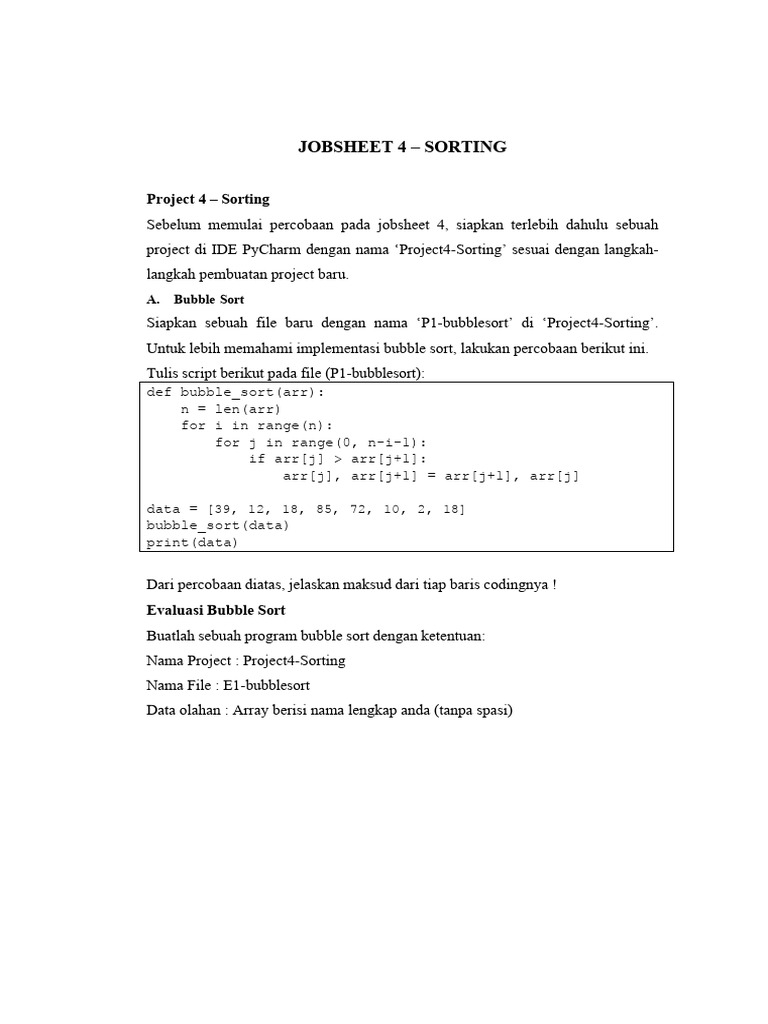 Jobsheet 4 - Sorting | PDF