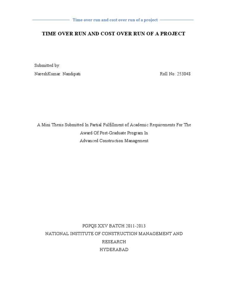Project Time and Cost Overruns Analysis | PDF | Interest | Debt