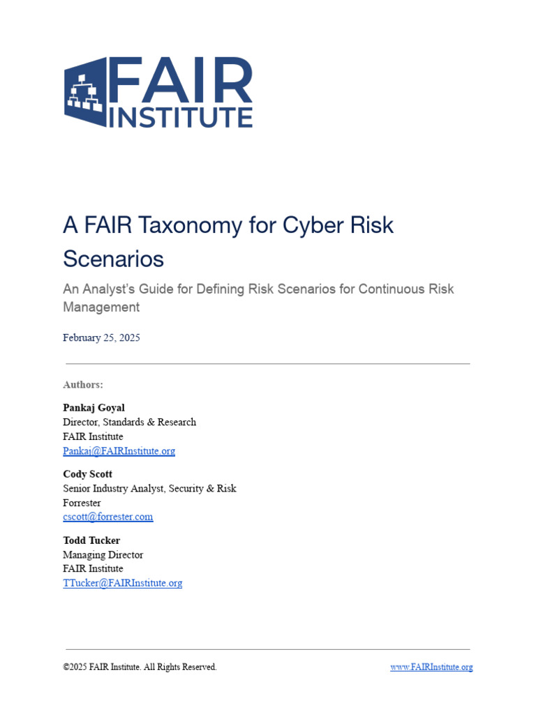 Cyber Risk Scenario Taxonomy Guide | PDF | Risk | Cyberwarfare