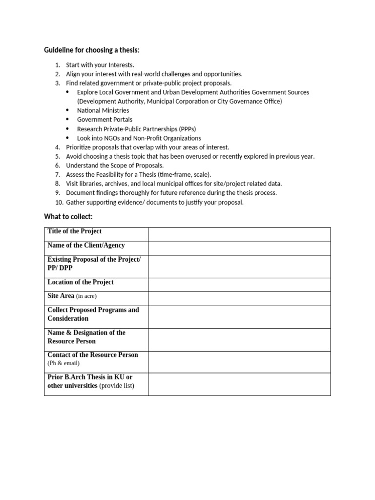Thesis Topic Selection Guidelines | PDF