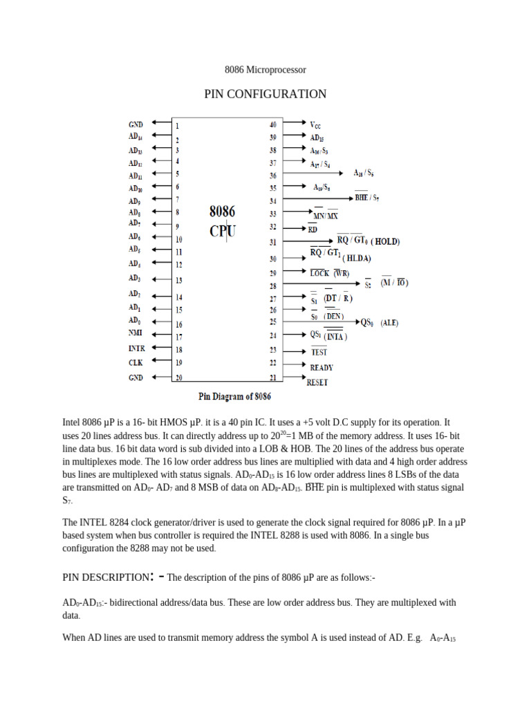 Intel 8086 Microprocessor Overview | PDF | Central Processing Unit ...