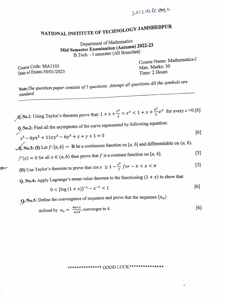Mid Semester 1 | PDF | Mathematics | Computer Programming
