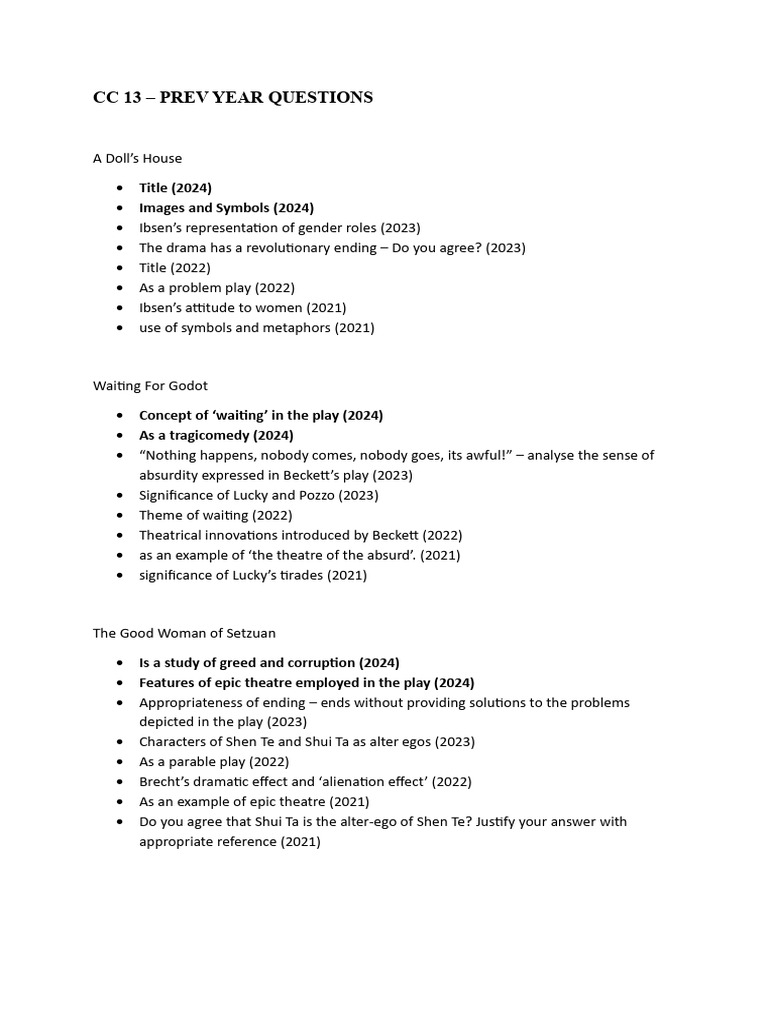 CC 13 and 14 CU QUES - 250522 - 154559 | PDF | Theatre | Entertainment