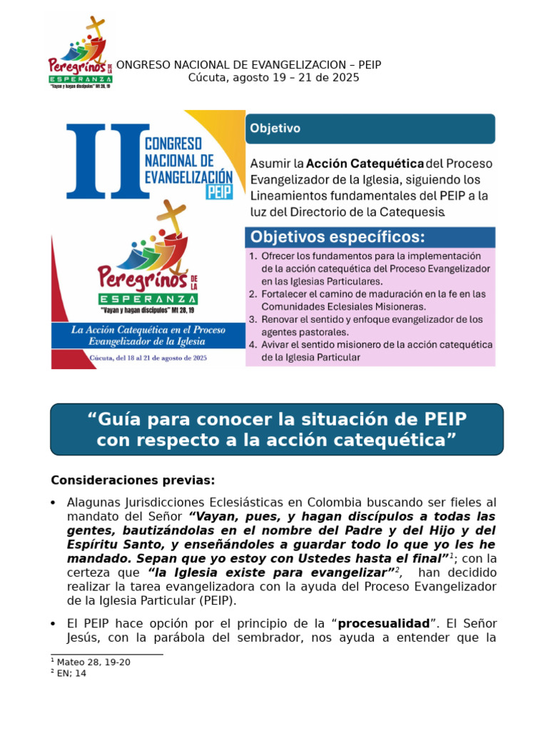 Congreso Nacional de Evangelización PEIP 2025 | PDF | Religiones ...