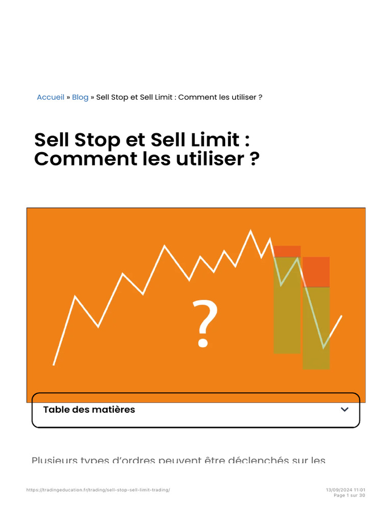 Sell Stop Et Sell Limit - Quel Ordre Choisir ? | PDF | Opérateur de marché  | Valeur mobilière