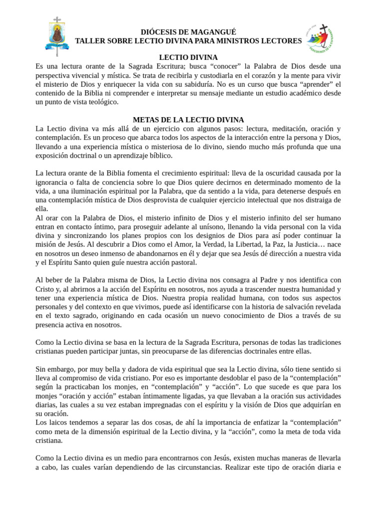 Taller de Lectio Divina para Lectores | PDF | Lectio Divina | Oración