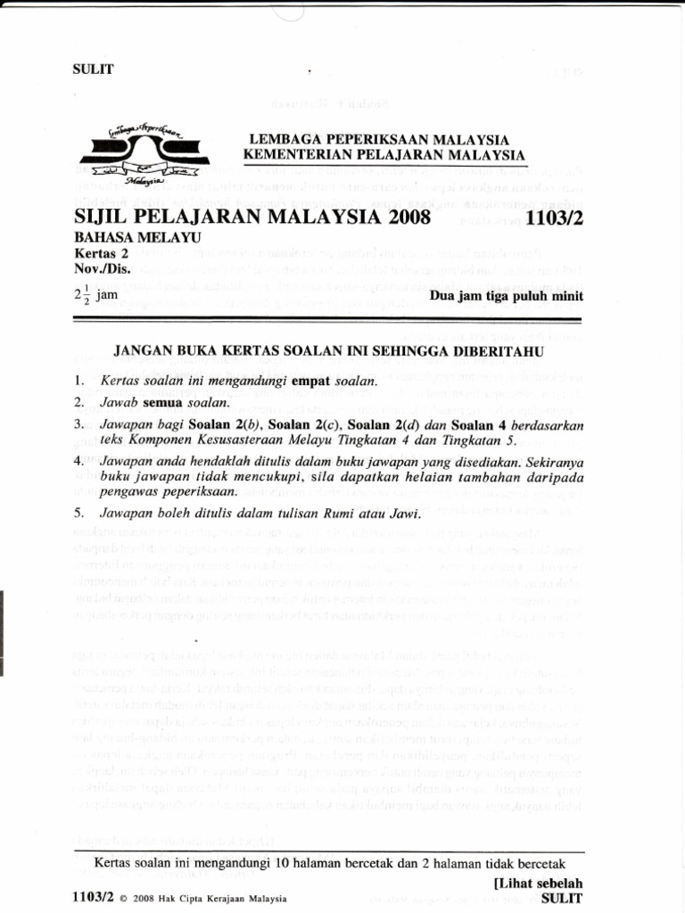 Bahasa Melayu SPM2008 Kertas 2