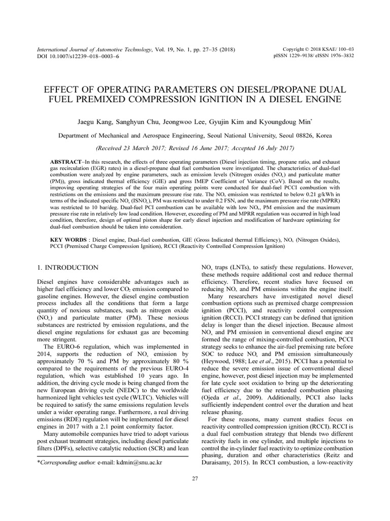 Effect of Operating Parameters On Diesel | PDF | Diesel Engine | N Ox
