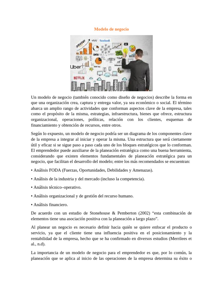Modelo de Negocio | PDF | Modelo de negocio | Business