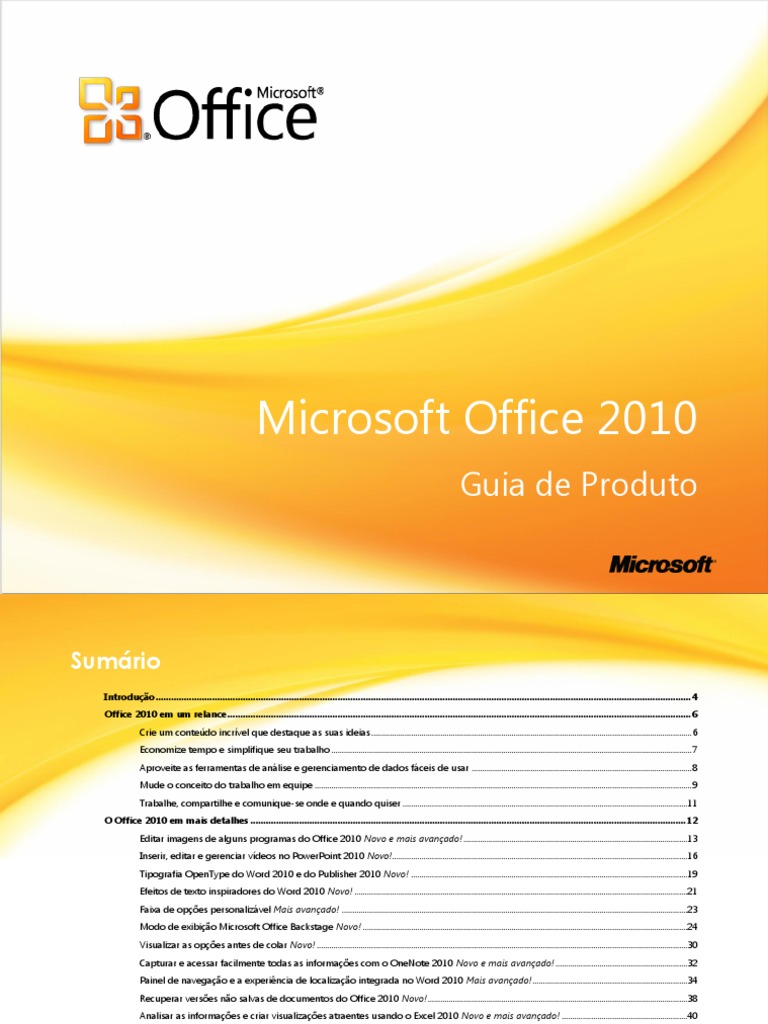 Microsoft Office 2010 Product Guide | PDF | Microsoft | Aplicativo para ...