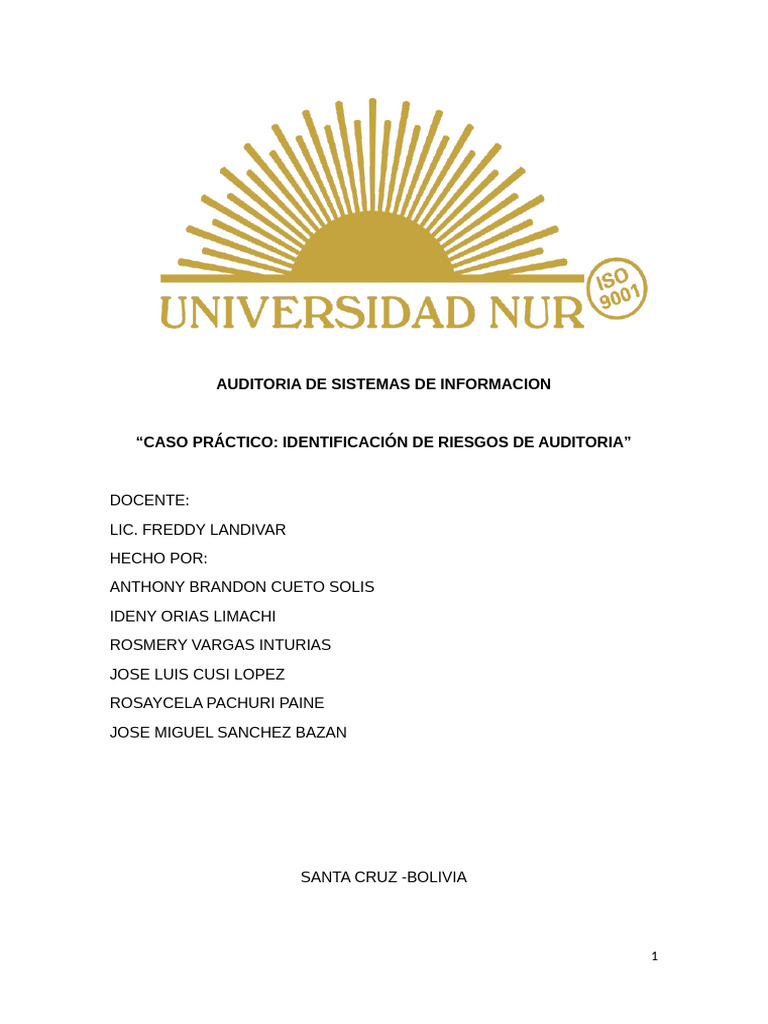 Caso Practico Riesgos Pdf Auditoría Contabilidad