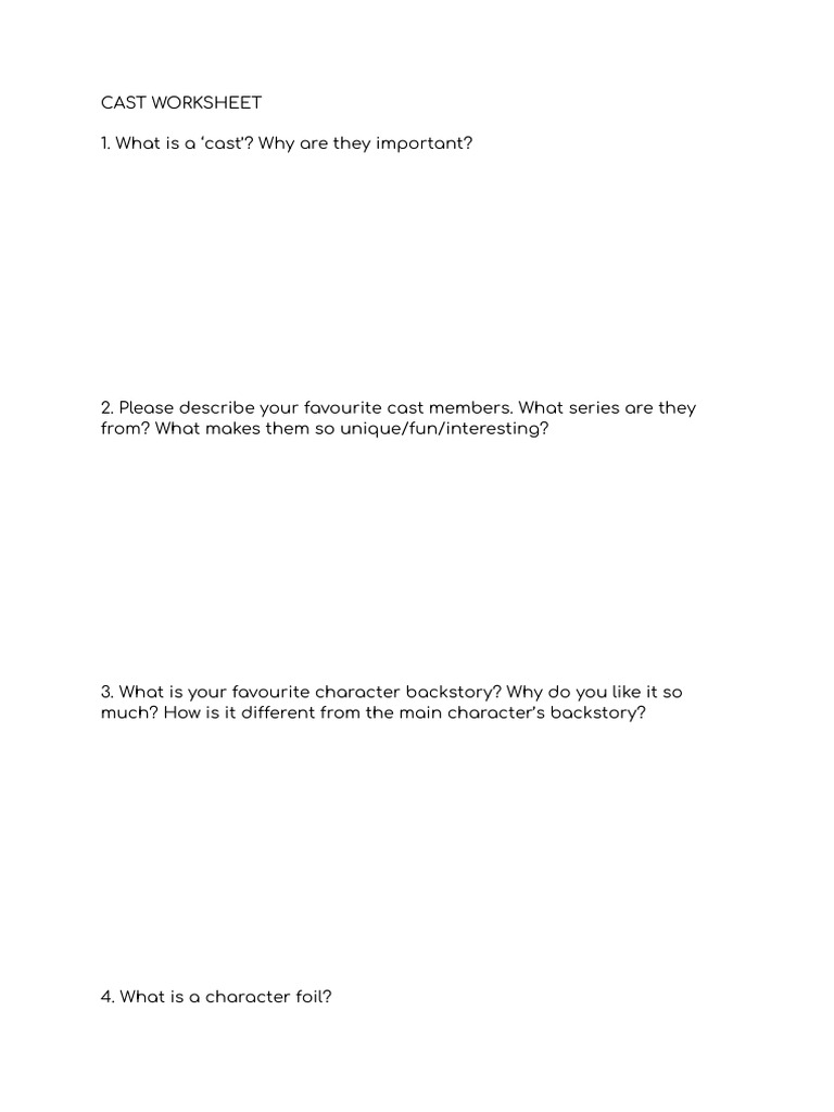 What Is A Cast? Worksheet | PDF