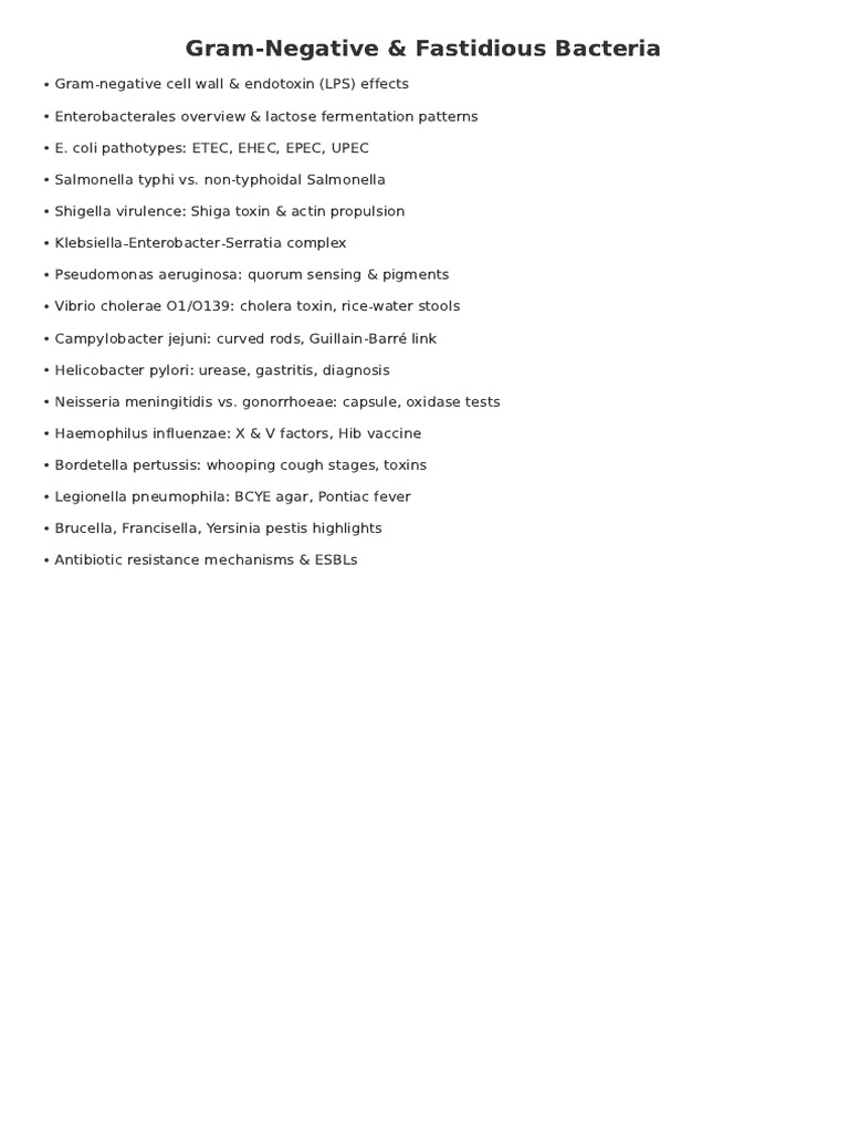 Microbiology Reviewer 2 Gram Negative and Fastidious Bacteria | PDF