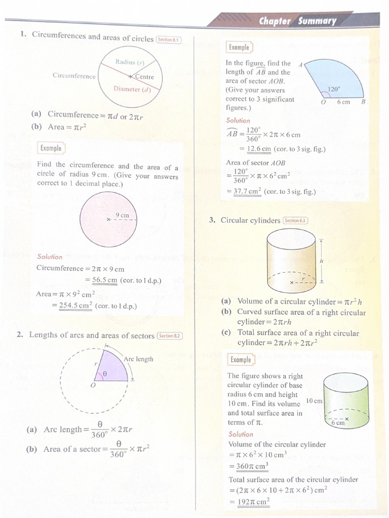 Math CH 7,8,10 Summary | PDF