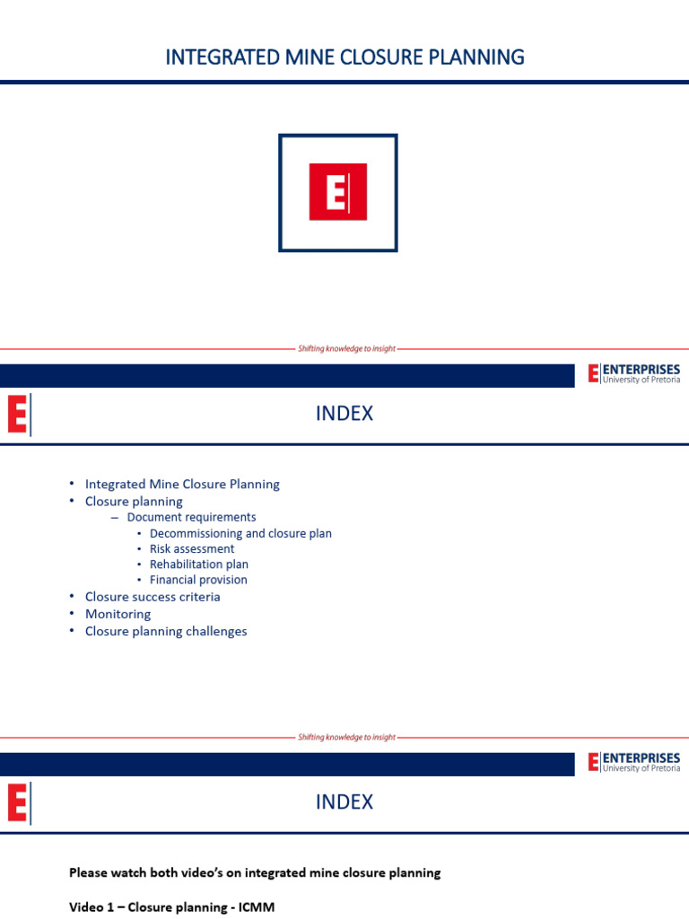 Intergrated Mine Closure Planning | PDF | Risk