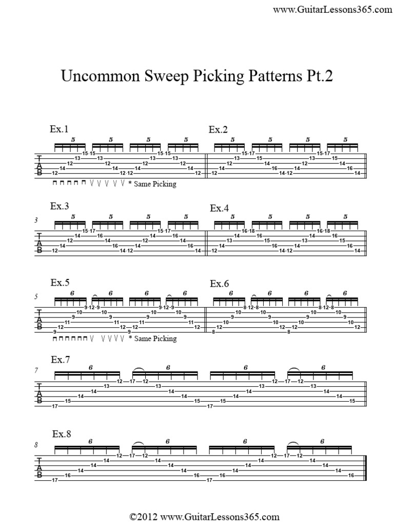 Uncommon Sweep Picking Patterns PT 2 | PDF