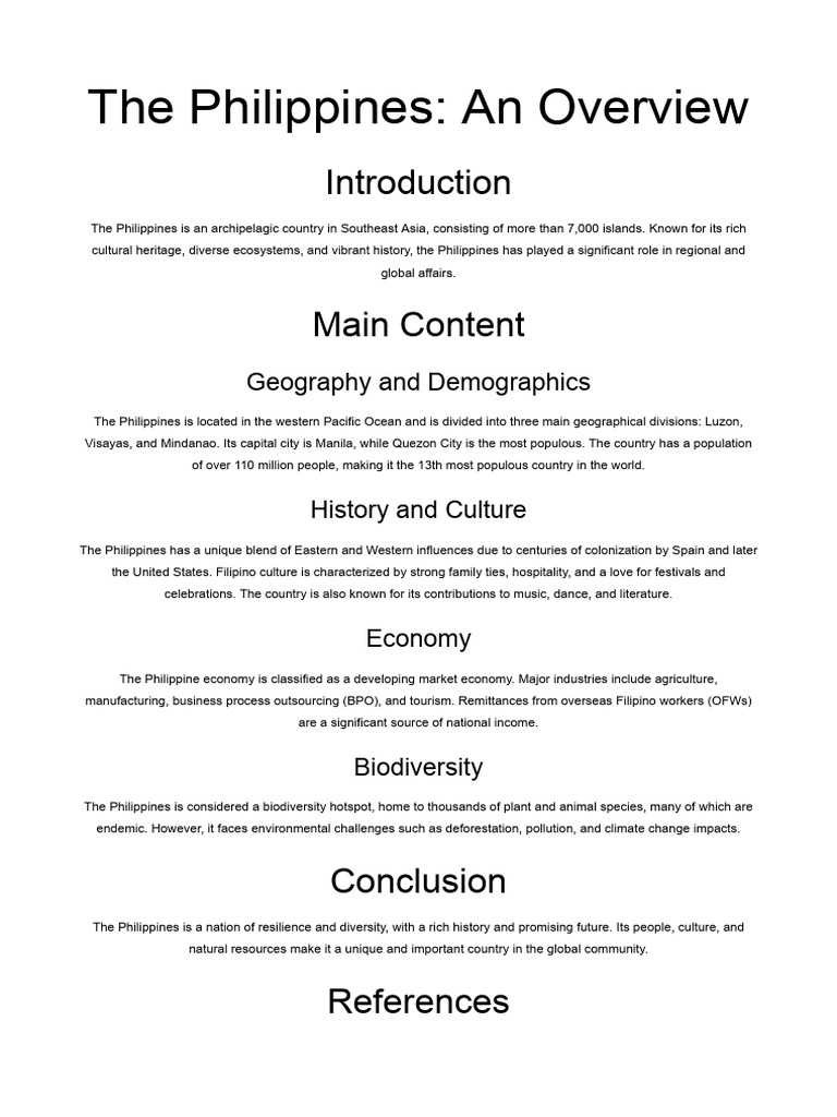 Overview of the Philippines' Culture and Economy | PDF
