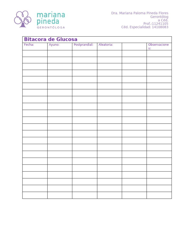 Bitacora de Glucosa | PDF