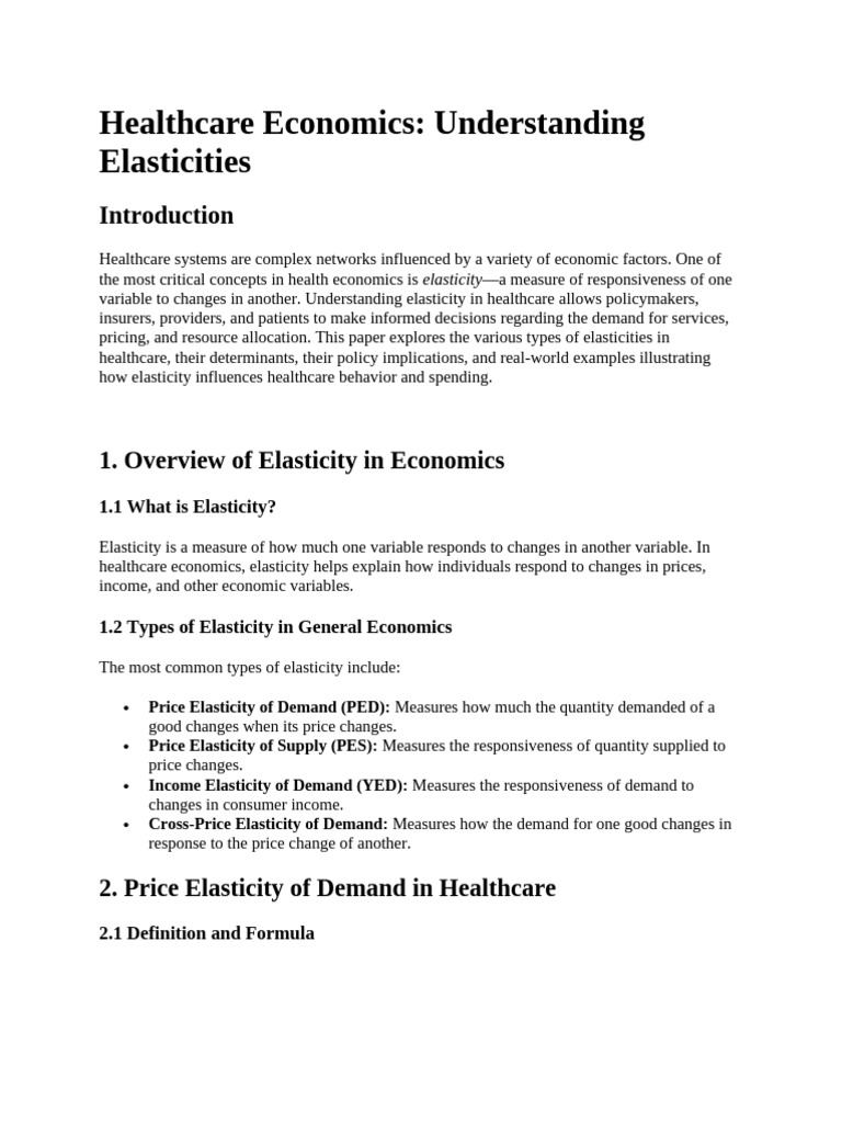 Price Elasticity in Healthcare Economics | PDF | Elasticity (Economics ...