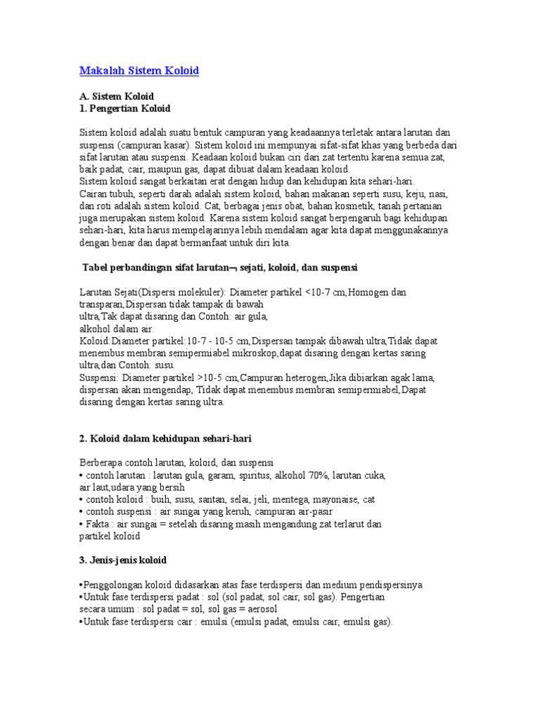 Makalah Sistem Koloid