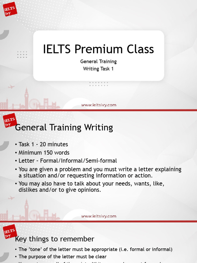 IELTS General Training Writing Task 1 Guide | PDF | Grammar | Word