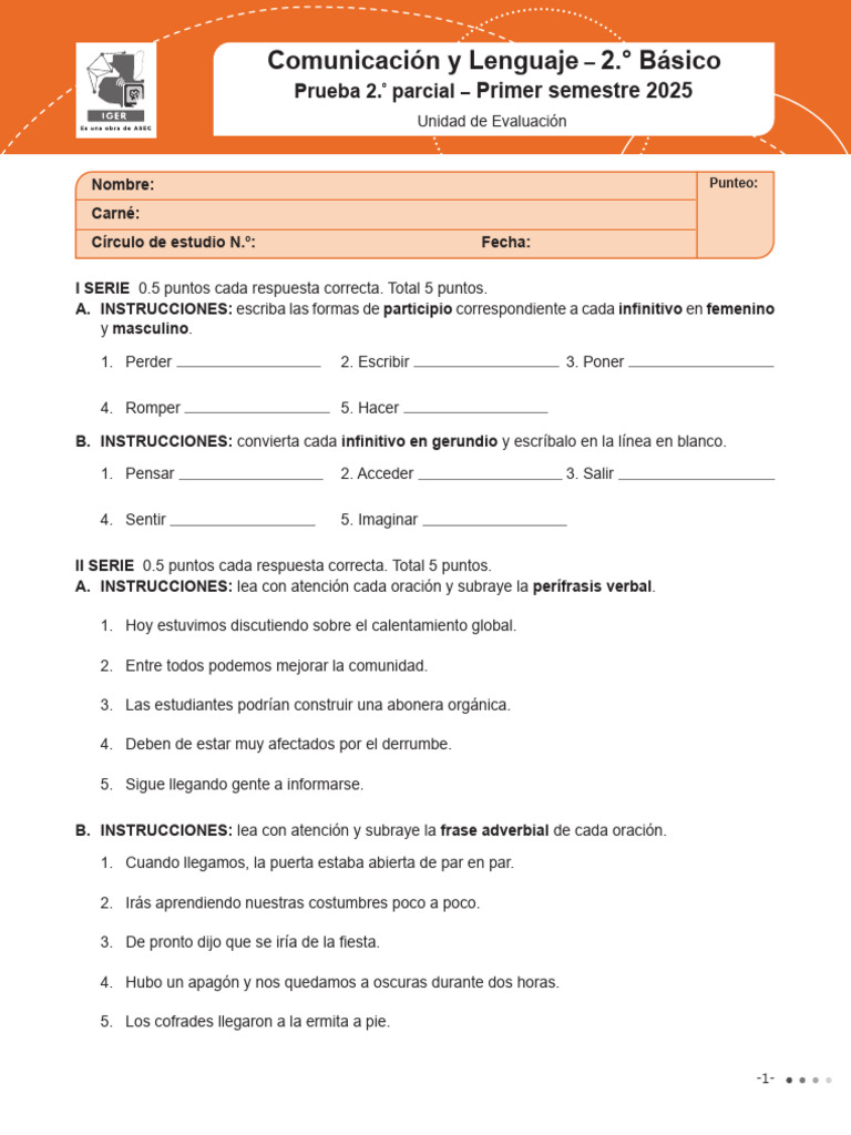 Prueba de Comunicación y Lenguaje 2.º Básico | PDF | Mecánica del ...
